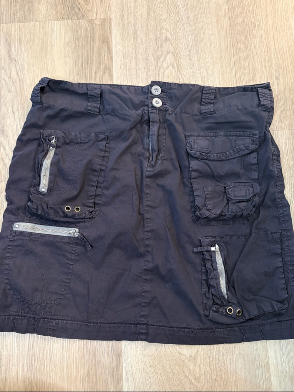 Pete & Greta by Johnny Was Black Linen blend Utility Cargo Mini Skirt size 6